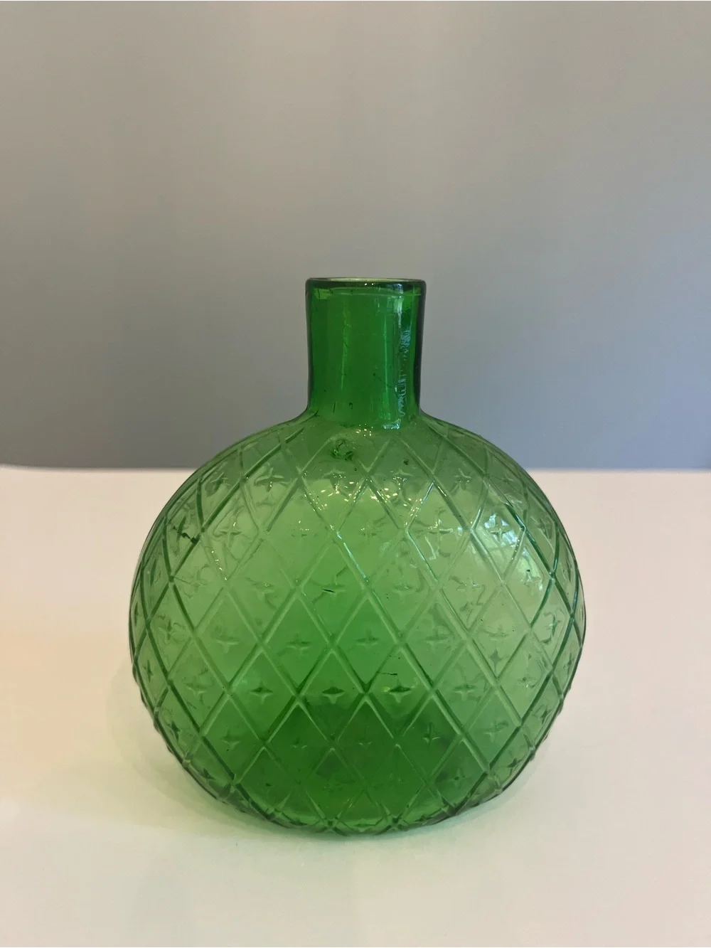 Green Textured Glass Decorative Vase